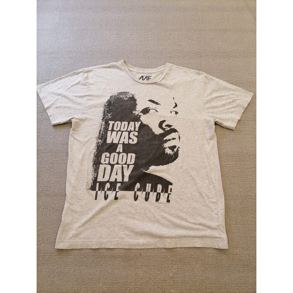 MF Mens L Ice Cube "Today Was A Good‎ Day" Graphic T-Shirt Gray Hip Hop Tee